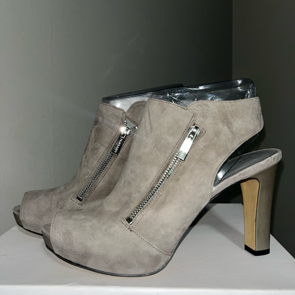 Franco Sarto Taupe Peep-Toe Heels